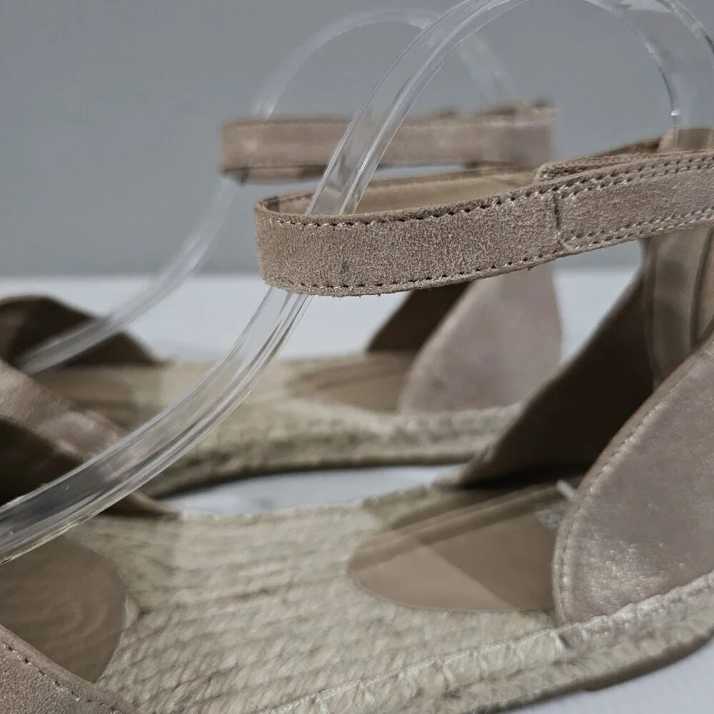 Eileen Fisher Lala Flat Espadrille Womens 10 Metallic Tan Leather Sandal